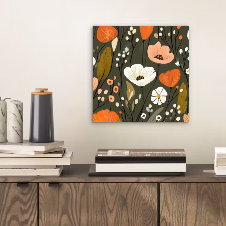 Aluminium schilderij - Bloemen - Illustratie - Groen — 2