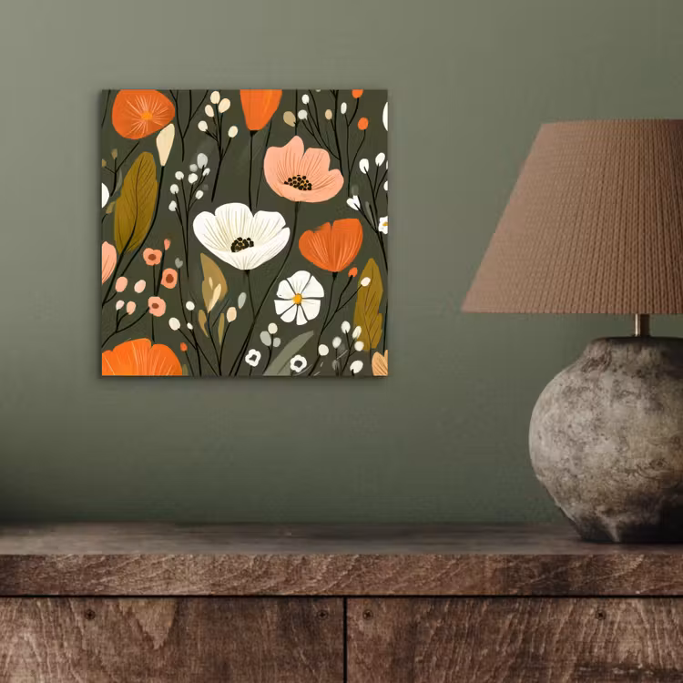 Aluminium schilderij - Bloemen - Illustratie - Groen — 3