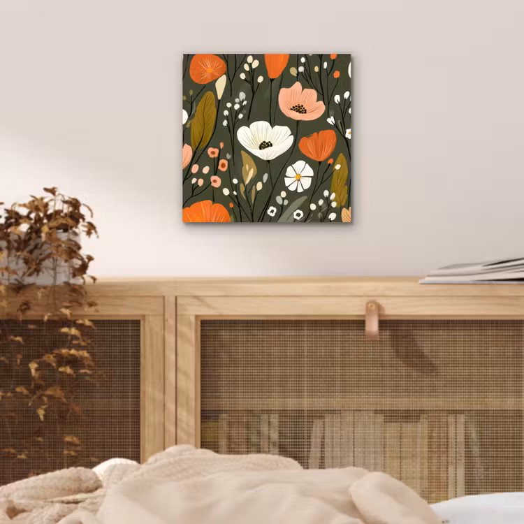 Aluminium schilderij - Bloemen - Illustratie - Groen — 4