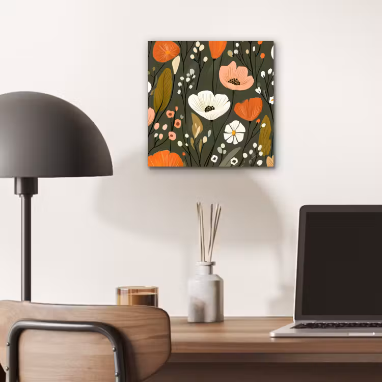 Aluminium schilderij - Bloemen - Illustratie - Groen — 6