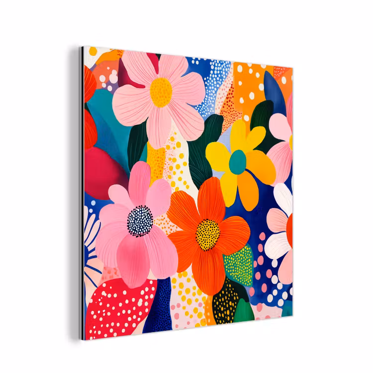 Aluminium schilderij - Bloemen - Kleurrijk - Stippen — 1