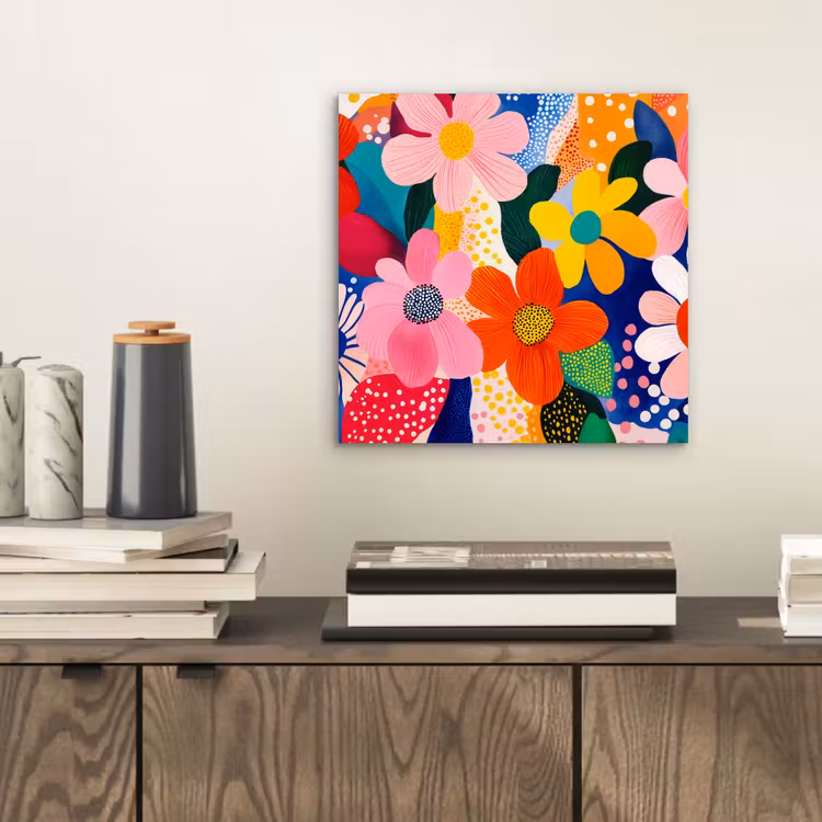 Aluminium schilderij - Bloemen - Kleurrijk - Stippen — 2