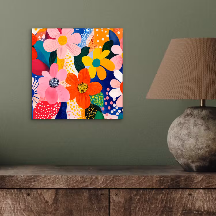 Aluminium schilderij - Bloemen - Kleurrijk - Stippen — 3