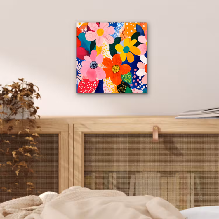 Aluminium schilderij - Bloemen - Kleurrijk - Stippen — 4
