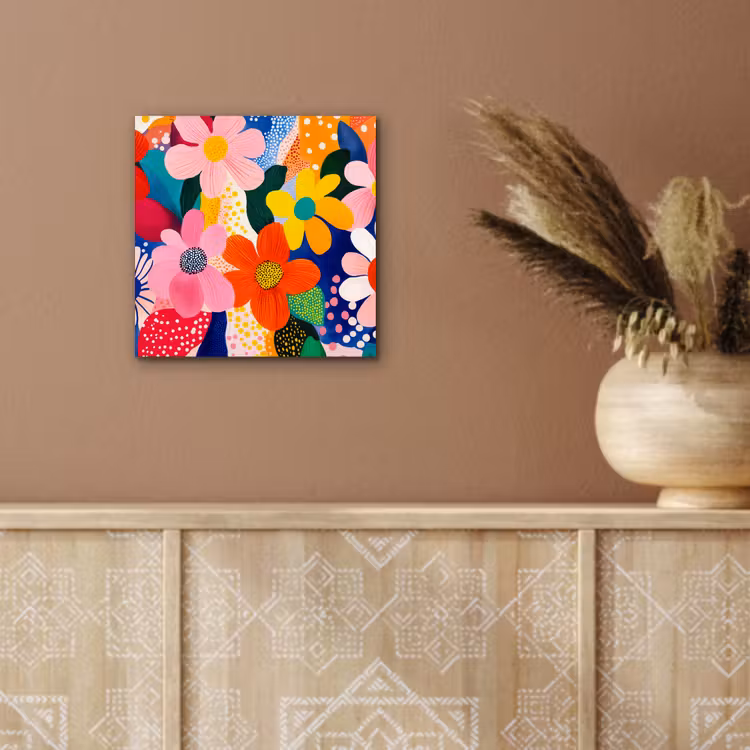 Aluminium schilderij - Bloemen - Kleurrijk - Stippen — 5