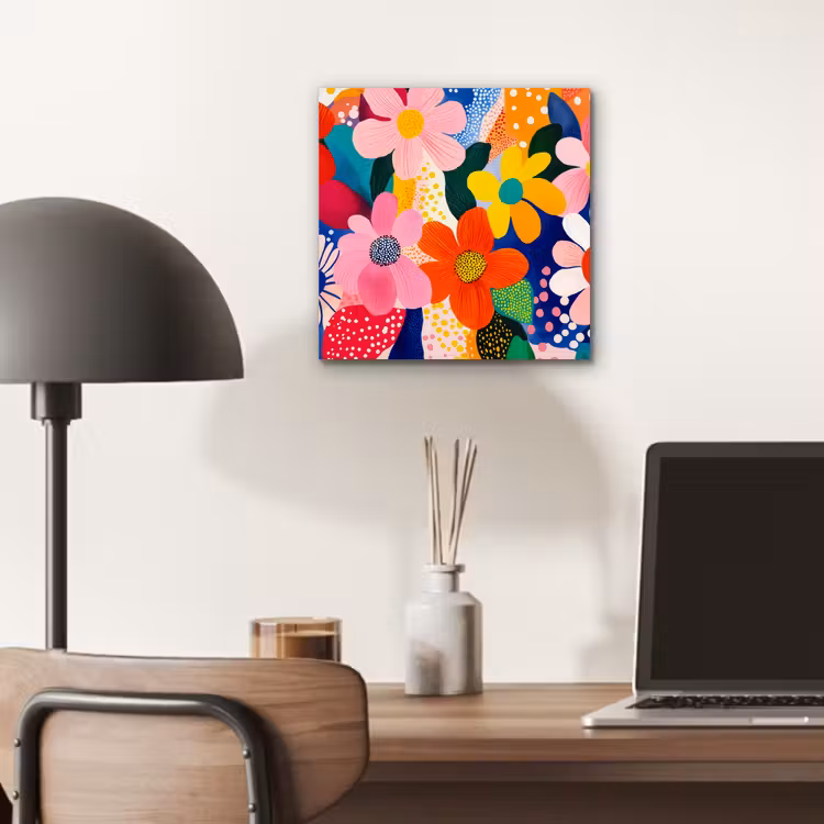 Aluminium schilderij - Bloemen - Kleurrijk - Stippen — 6