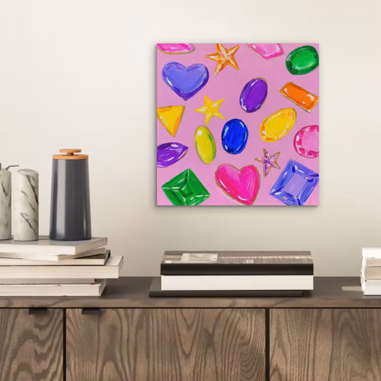 Aluminium schilderij - Edelstenen - Vormen - Hartje - Kleurrijk — 2
