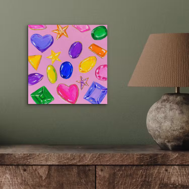 Aluminium schilderij - Edelstenen - Vormen - Hartje - Kleurrijk — 3