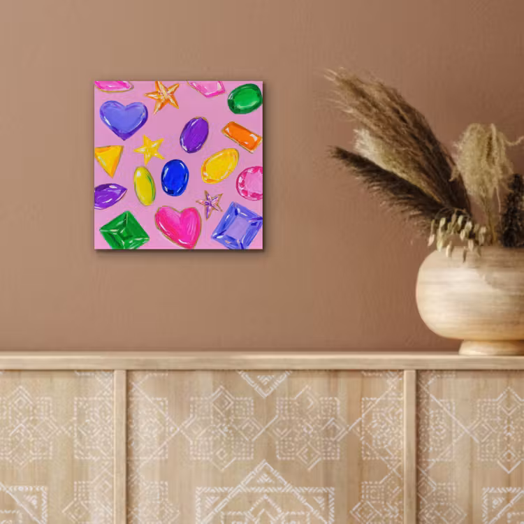 Aluminium schilderij - Edelstenen - Vormen - Hartje - Kleurrijk — 5