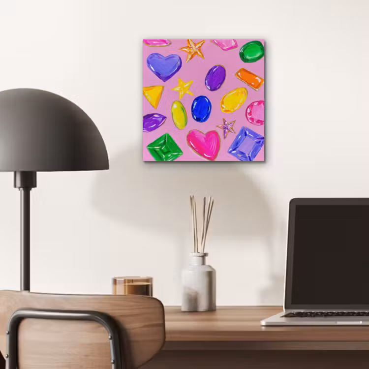 Aluminium schilderij - Edelstenen - Vormen - Hartje - Kleurrijk — 6