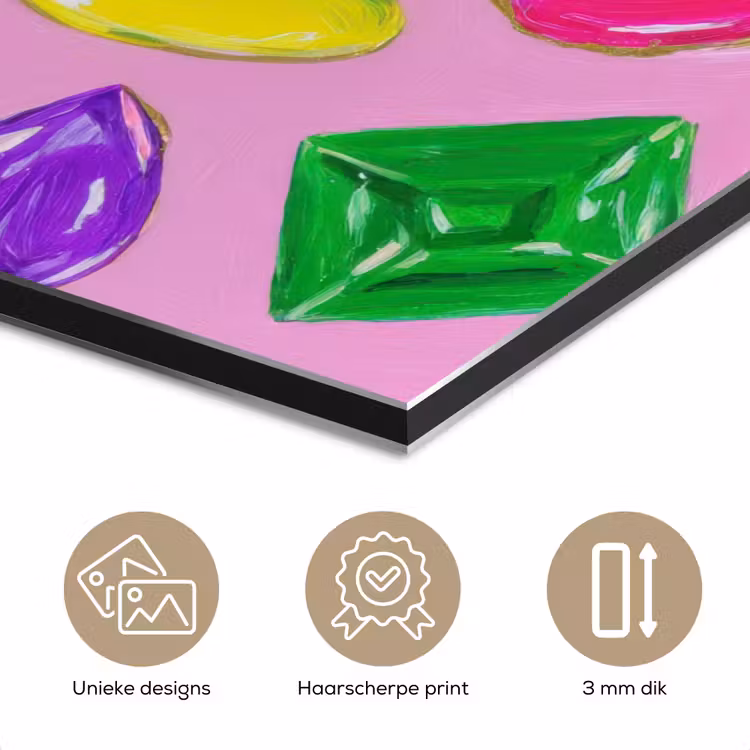 Aluminium schilderij - Edelstenen - Vormen - Hartje - Kleurrijk — 7