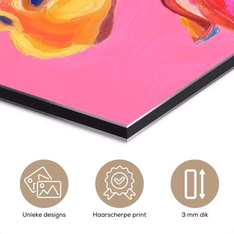 Aluminium schilderij - Giraf - Roze - Bril - Sjaal — 7