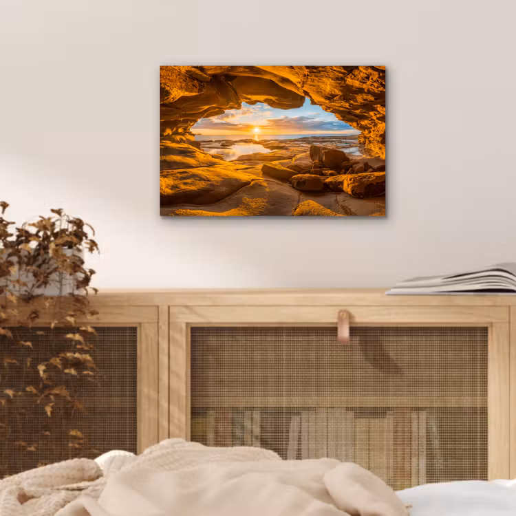 Aluminium schilderij - Grot - Zee - Horizon - Zonsondergang — 4