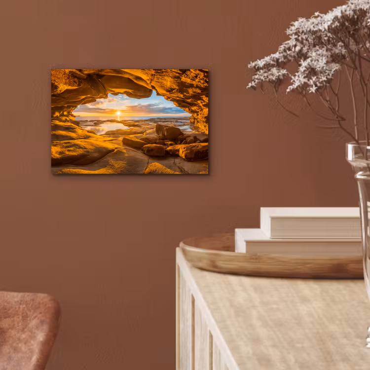Aluminium schilderij - Grot - Zee - Horizon - Zonsondergang — 5