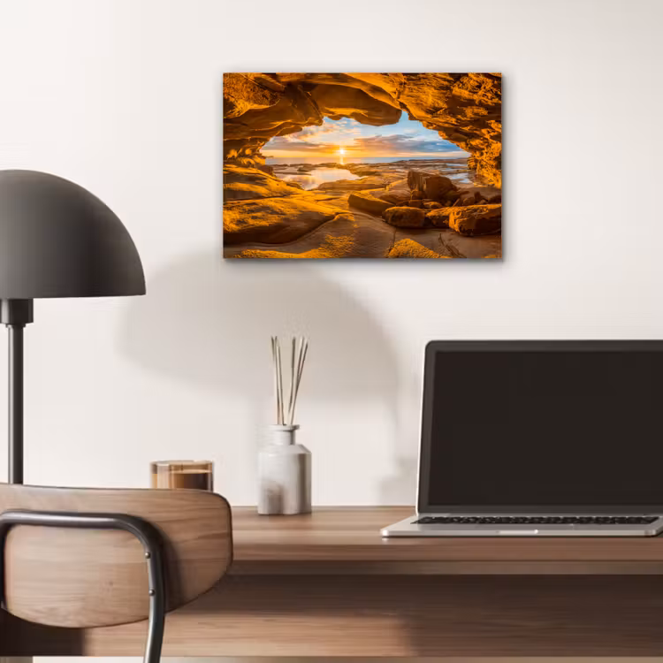 Aluminium schilderij - Grot - Zee - Horizon - Zonsondergang — 6