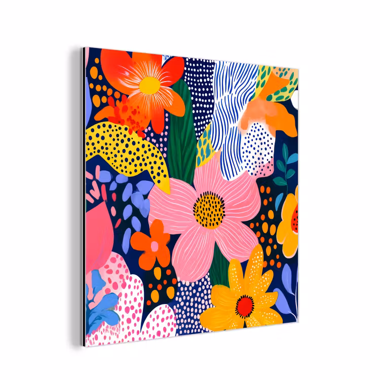 Aluminium schilderij - Kleurrijk - Bloemen - Abstract - Stippen — 1
