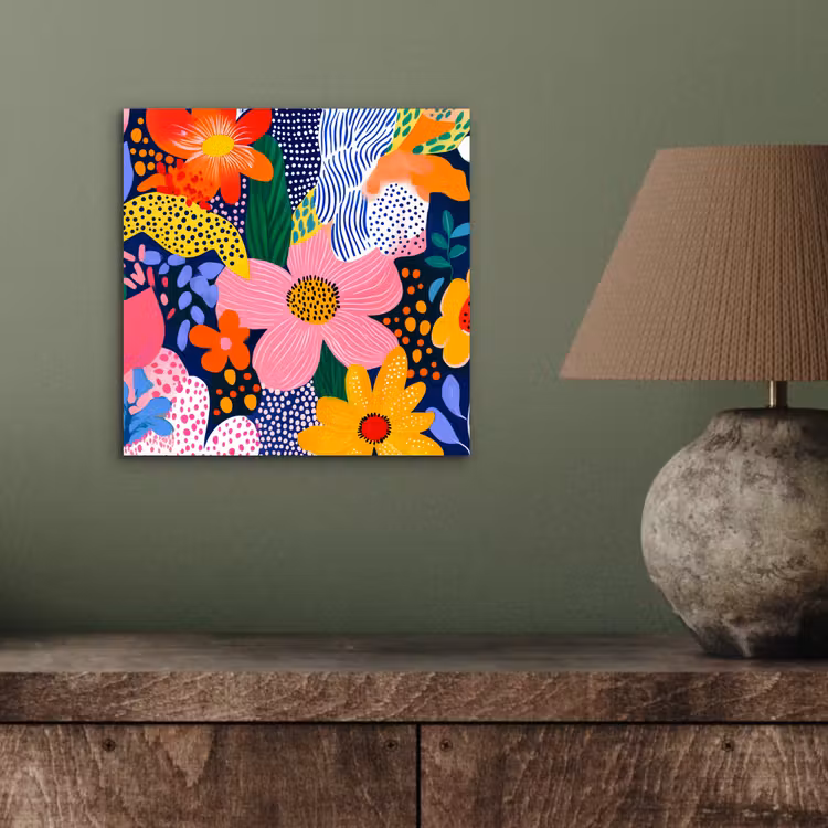 Aluminium schilderij - Kleurrijk - Bloemen - Abstract - Stippen — 3