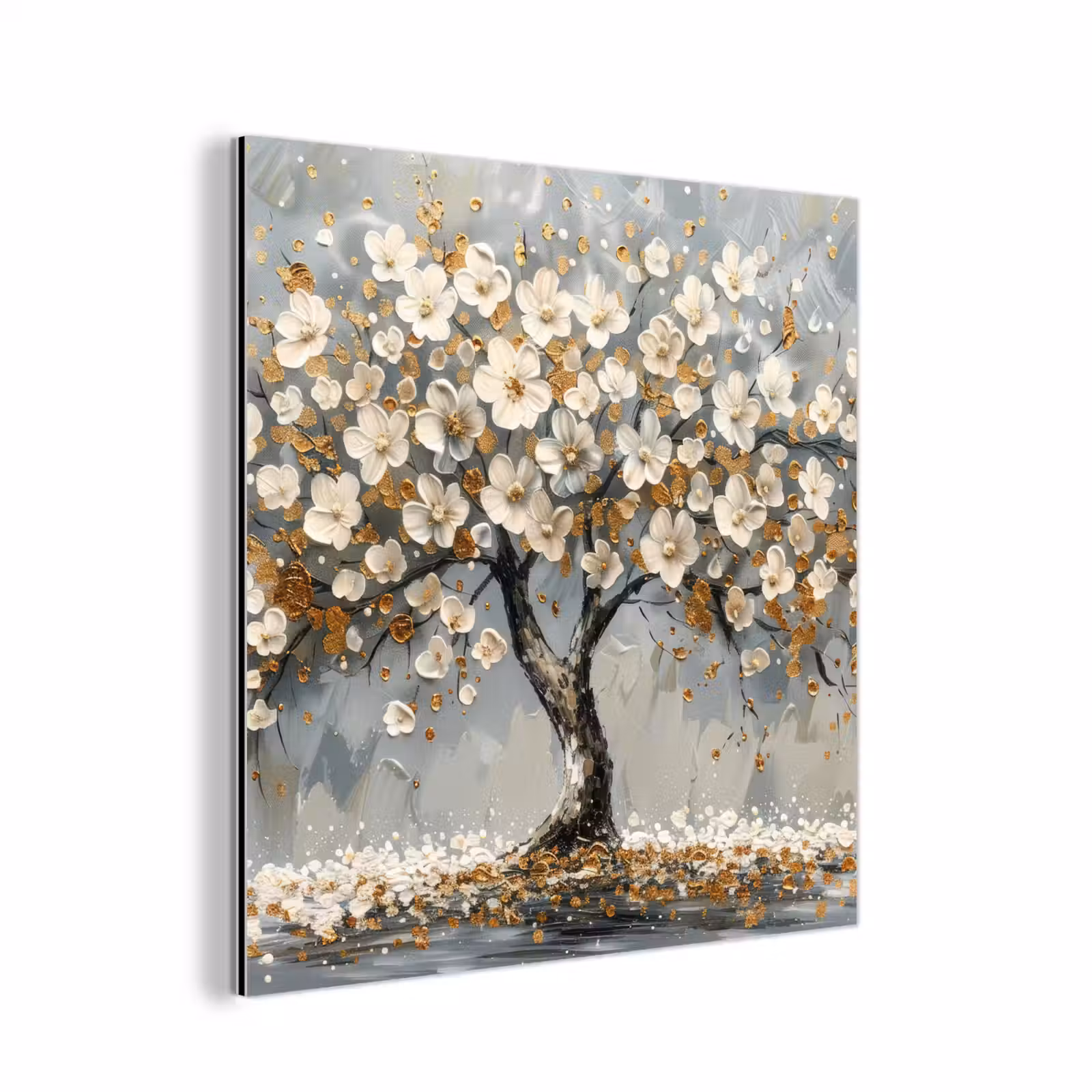 Aluminium schilderij - Boom - Bloemen - Wit - Natuur - Kunst — 1