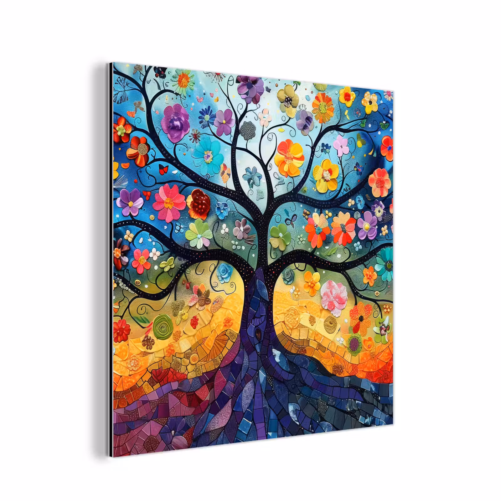 Aluminium schilderij - Kunst - Levensboom - Bloemen - Hippie — 1