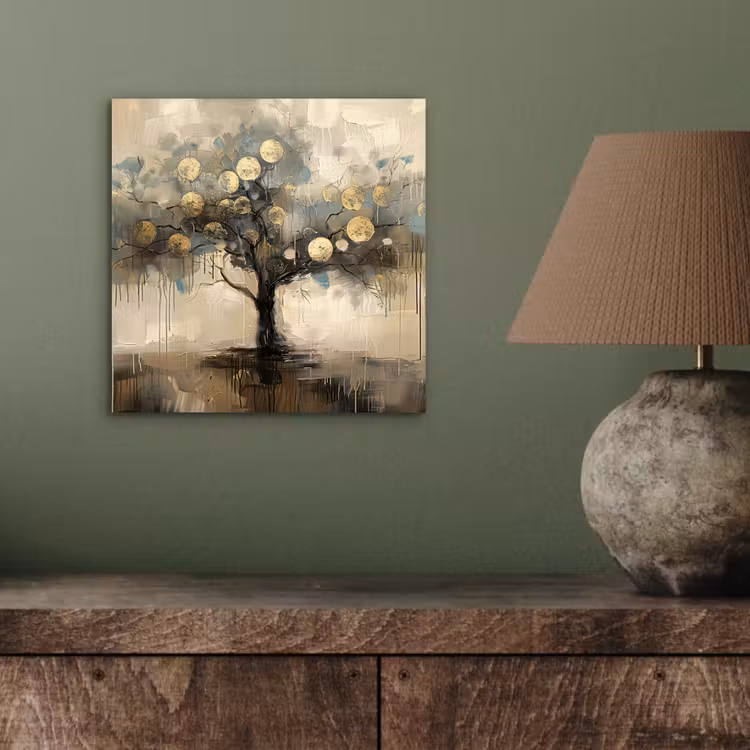 Aluminium schilderij - Beige - Abstract - Boom - Goud — 3