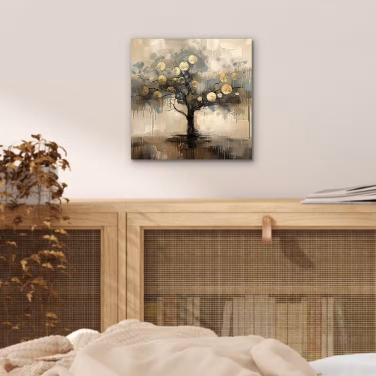 Aluminium schilderij - Beige - Abstract - Boom - Goud — 4