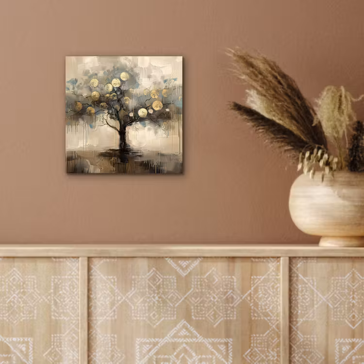 Aluminium schilderij - Beige - Abstract - Boom - Goud — 5