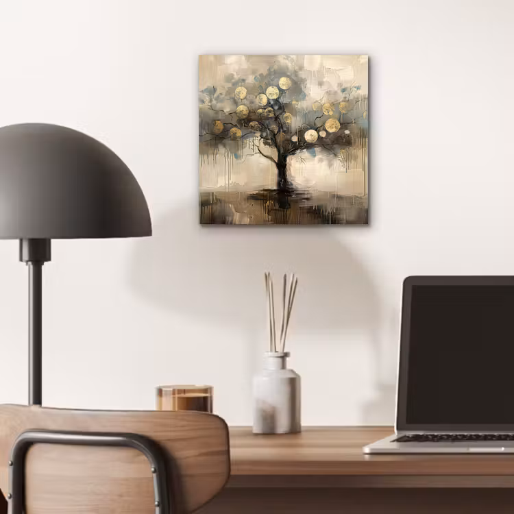 Aluminium schilderij - Beige - Abstract - Boom - Goud — 6