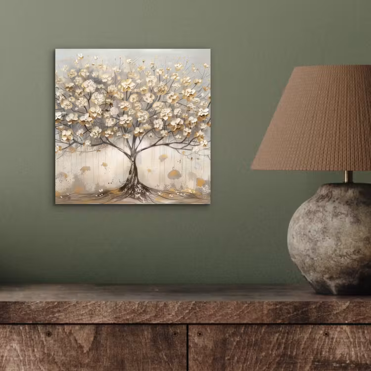 Aluminium schilderij - Boom - Beige - Goud - Verflook - Grijs — 3