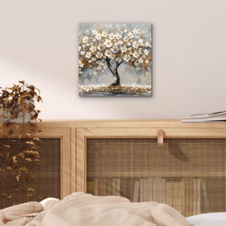 Aluminium schilderij - Boom - Bloemen - Wit - Natuur - Kunst — 4