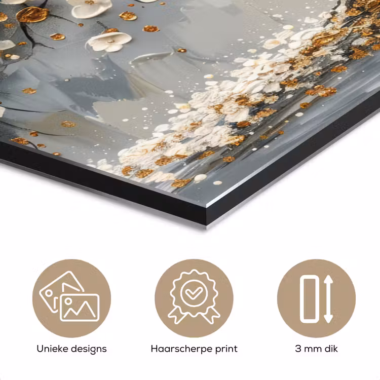 Aluminium schilderij - Boom - Bloemen - Wit - Natuur - Kunst — 7
