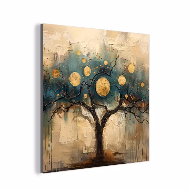 Aluminium schilderij - Boom - Kunst - Maan - Watercolor — 1
