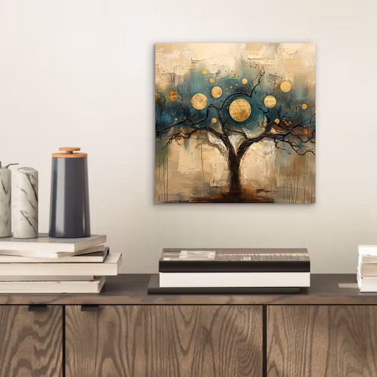 Aluminium schilderij - Boom - Kunst - Maan - Watercolor — 2