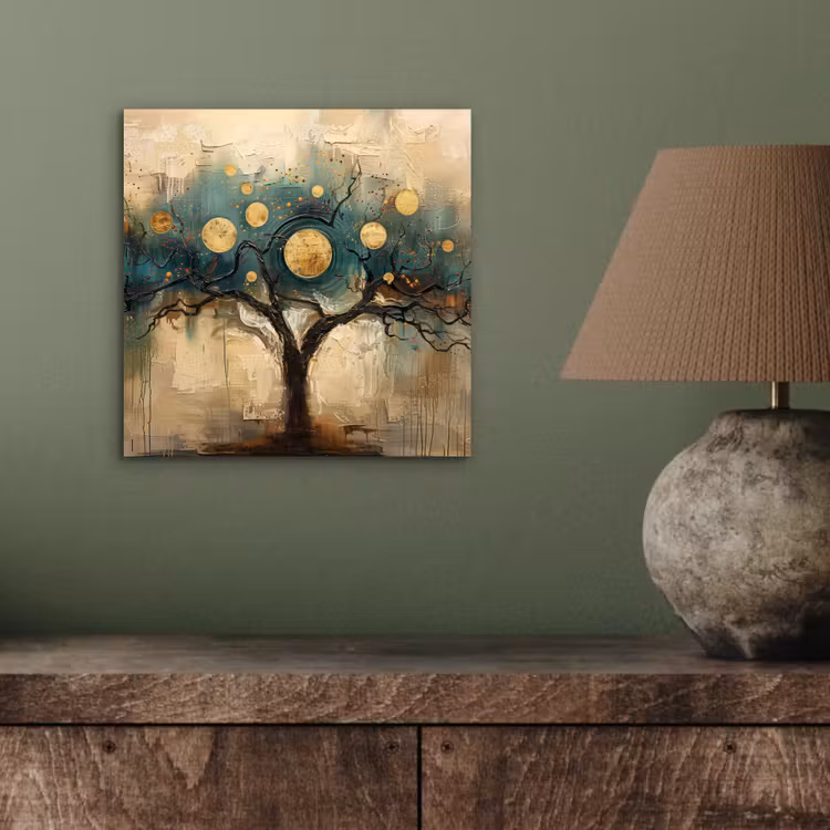 Aluminium schilderij - Boom - Kunst - Maan - Watercolor — 3