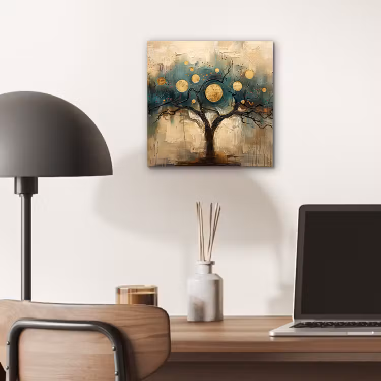 Aluminium schilderij - Boom - Kunst - Maan - Watercolor — 6