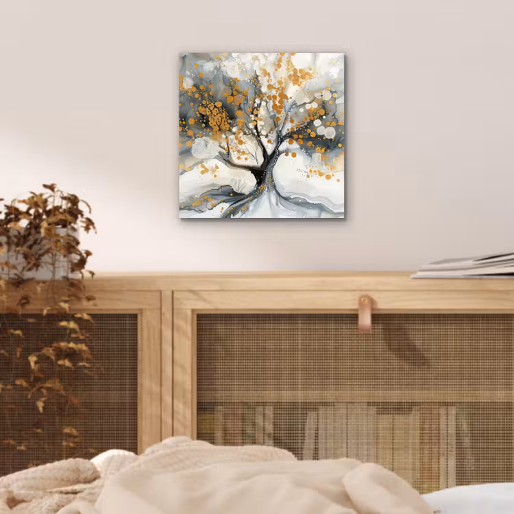 Aluminium schilderij - Boom - Modern - Abstract - Goud - Zwart - Wit — 4