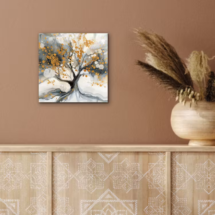 Aluminium schilderij - Boom - Modern - Abstract - Goud - Zwart - Wit — 5