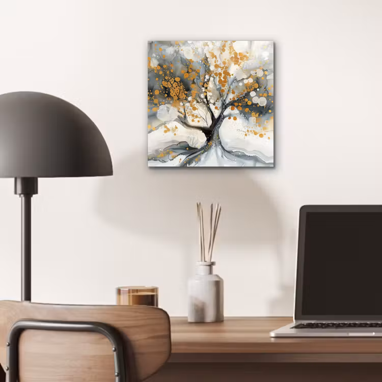 Aluminium schilderij - Boom - Modern - Abstract - Goud - Zwart - Wit — 6