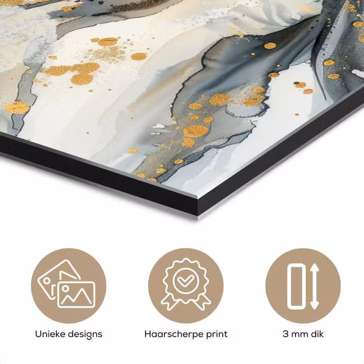 Aluminium schilderij - Boom - Modern - Abstract - Goud - Zwart - Wit — 7