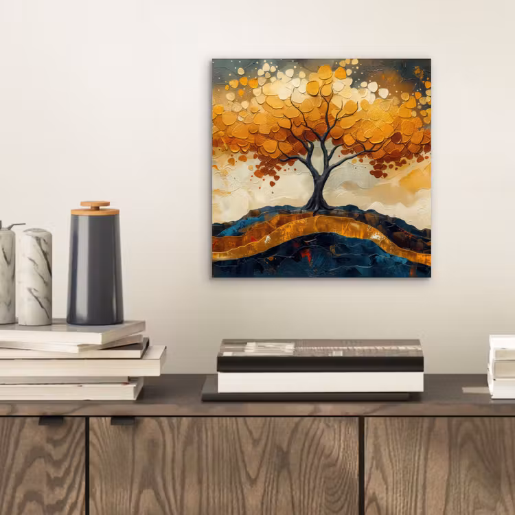 Aluminium schilderij - Boom - Natuur - Goud - Modern — 2