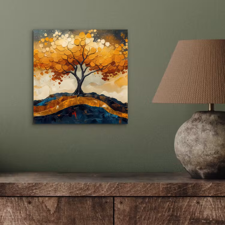 Aluminium schilderij - Boom - Natuur - Goud - Modern — 3