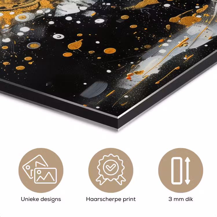 Aluminium schilderij - Boom - Zwart - Goud - Wit - Modern — 7
