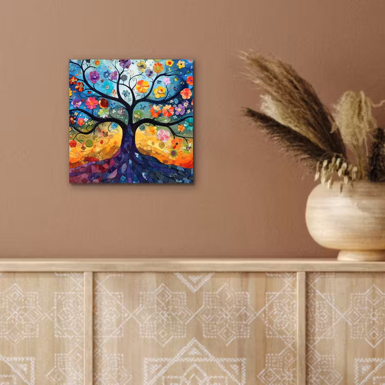 Aluminium schilderij - Kunst - Levensboom - Bloemen - Hippie — 5