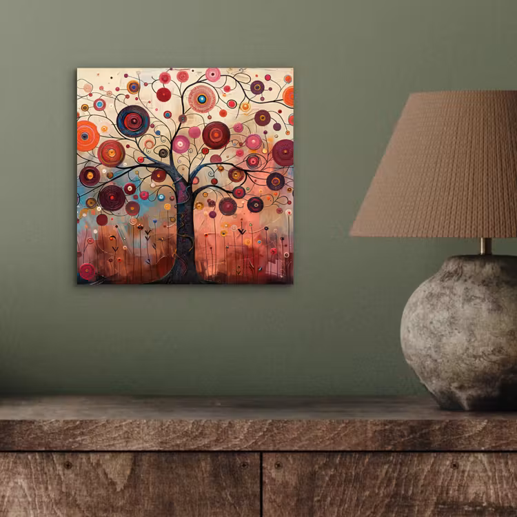 Aluminium schilderij - Levensboom - Bloemen - Roze - Hippie - Kunst — 3