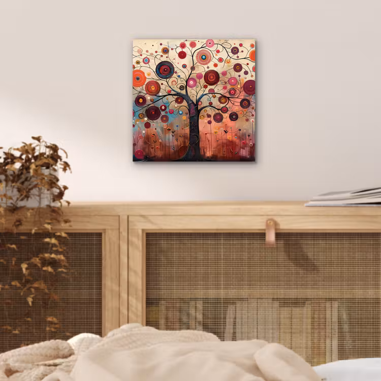Aluminium schilderij - Levensboom - Bloemen - Roze - Hippie - Kunst — 4