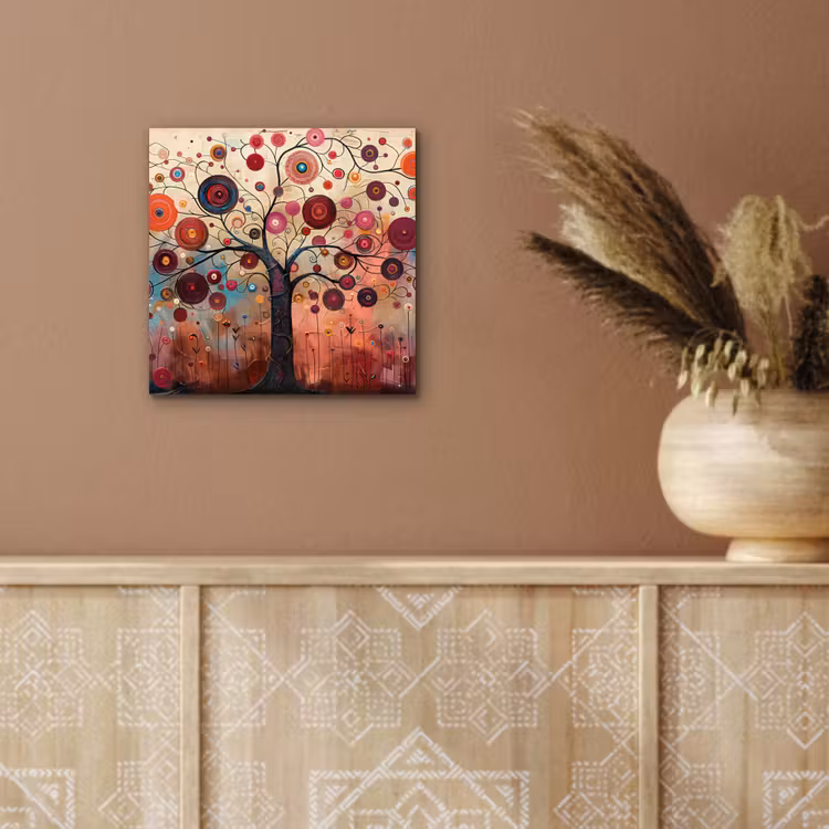 Aluminium schilderij - Levensboom - Bloemen - Roze - Hippie - Kunst — 5