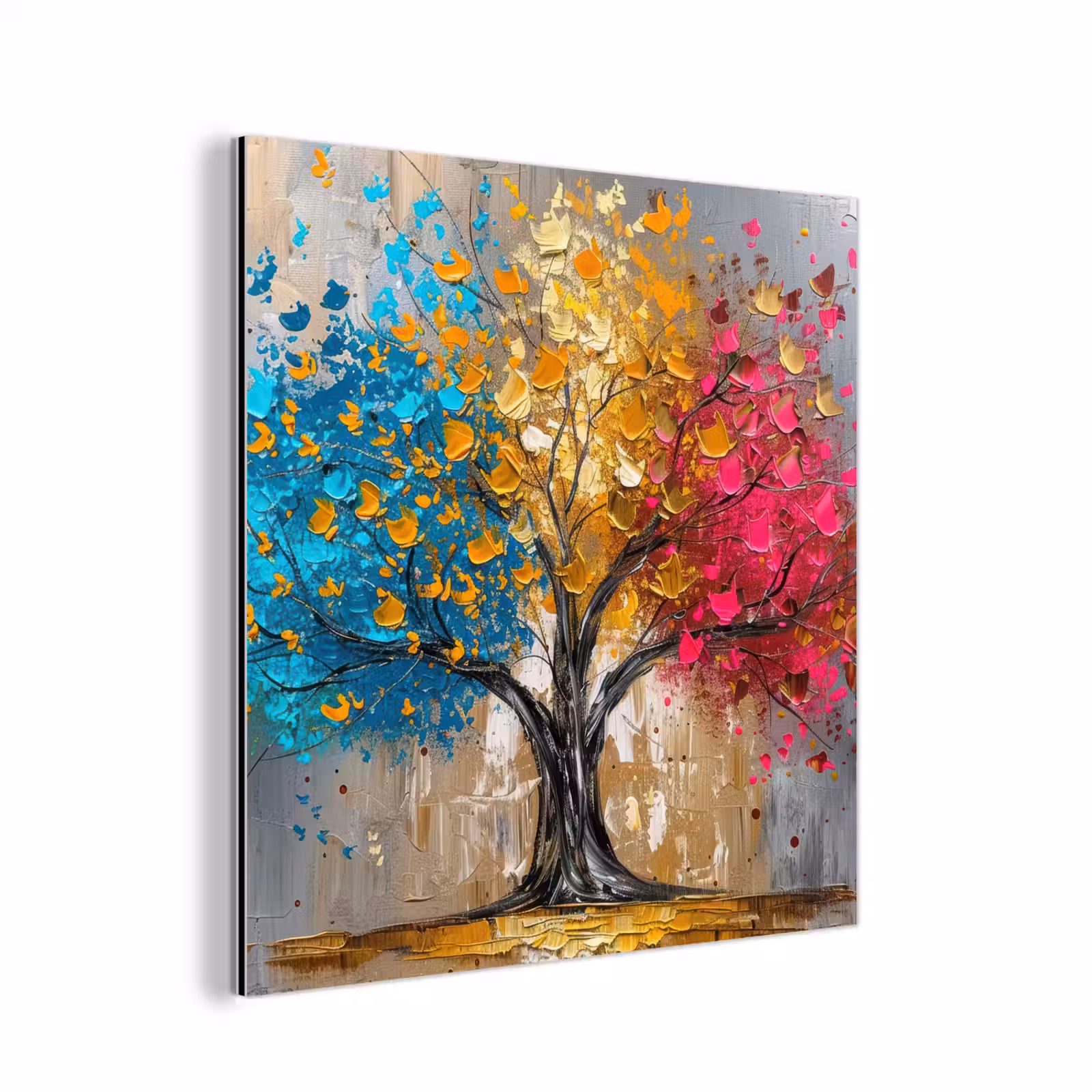 Aluminium schilderij - Boom - Kleurrijk - Grijs - Modern — 1
