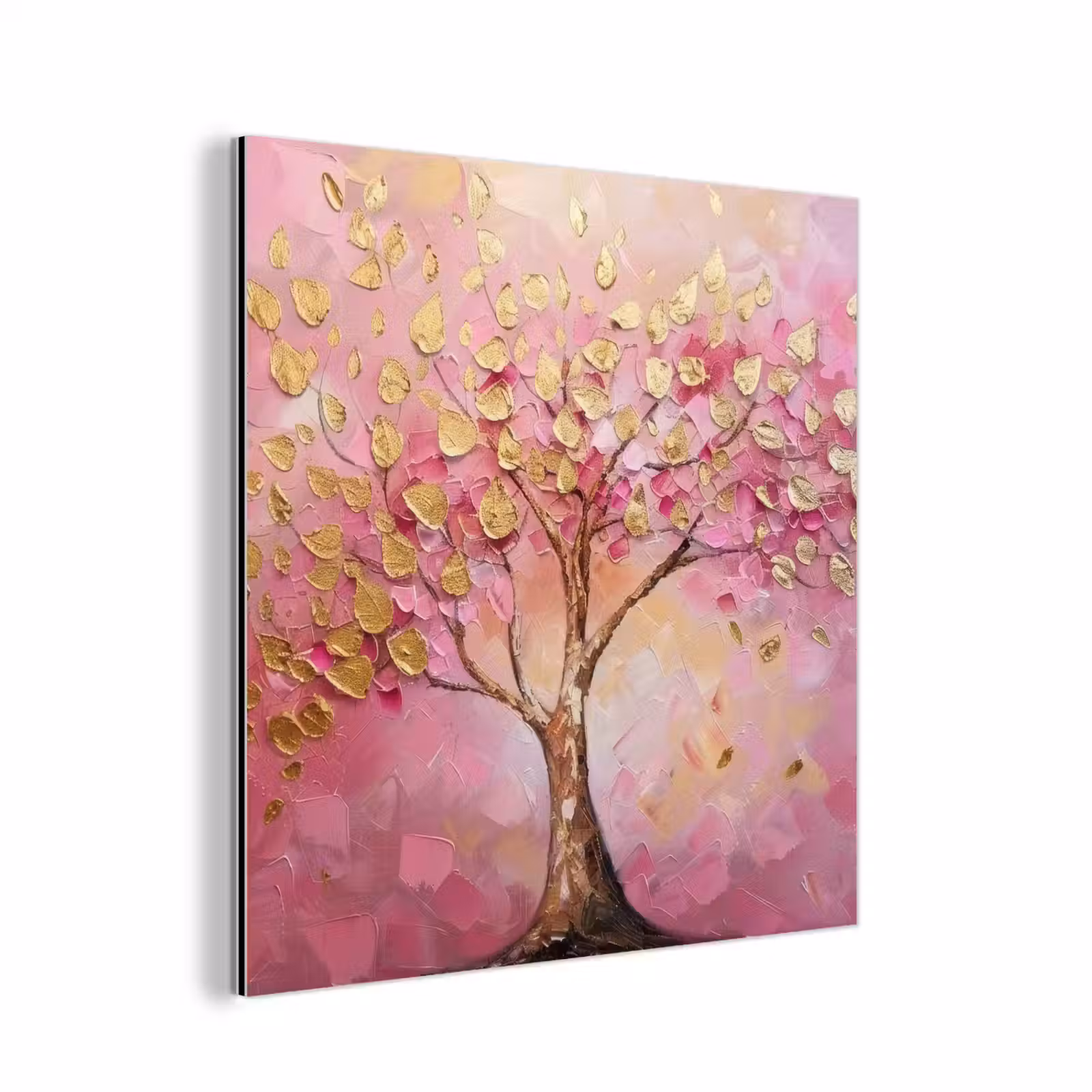 Aluminium schilderij - Boom - Roze - Goud - Modern — 1