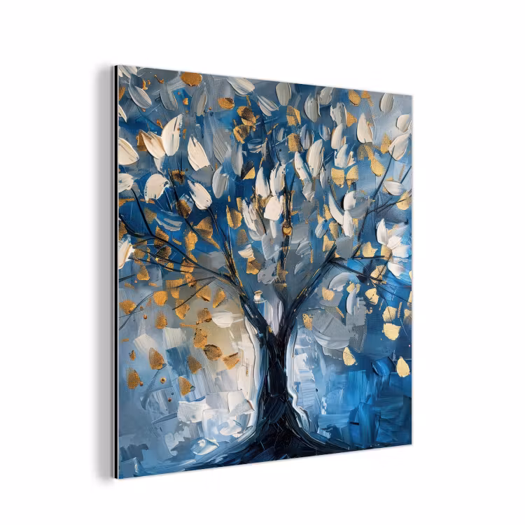 Aluminium schilderij - Boom - Blauw - Goud - Abstract — 1