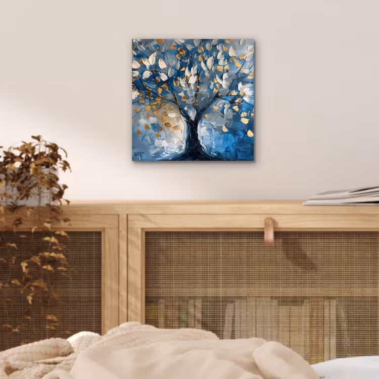 Aluminium schilderij - Boom - Blauw - Goud - Abstract — 4