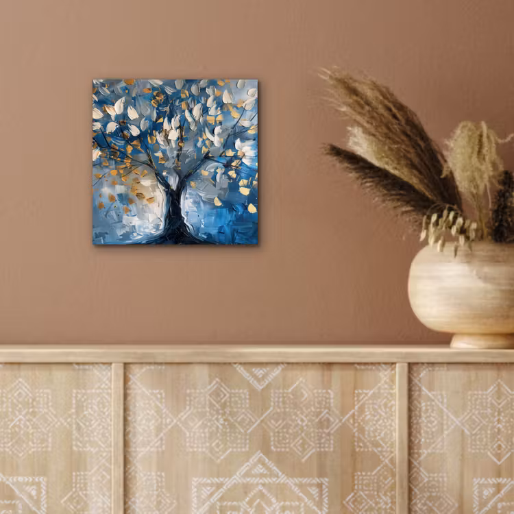 Aluminium schilderij - Boom - Blauw - Goud - Abstract — 5
